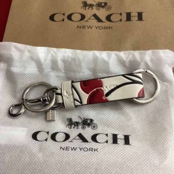 Coach Accessories - NWT Coach Cherry Leather Trigger Lock Keychain Bag Charm